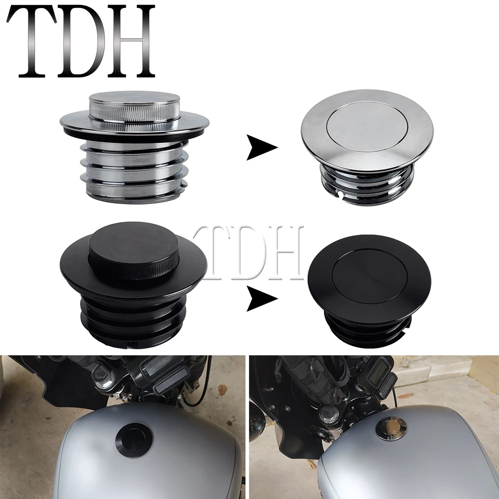 Motorcycle Gas Cap Pop Up Screw-In Flush Mount Fuel Tank Cover For Harley Softail 2018-UP FXBB FXBR Accessories Pop-Up Gas Caps