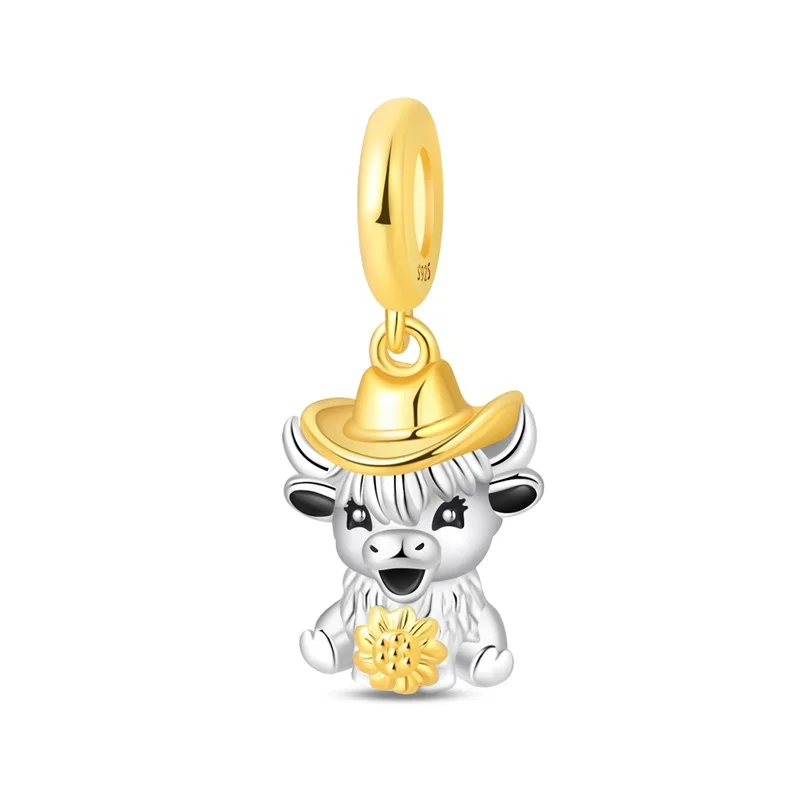 925 Sterling Silver Summer Highland Cowboy Charms Pendant Dangle Fit Original Bracelet DIY Women Birthday Anniversary Jewelry