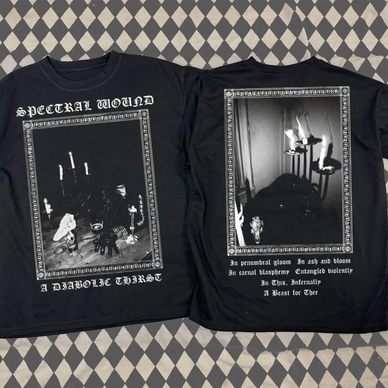 Spectral Wound “A Diabolic Thirst” Black Metallic Graphic T-shirt Retro Spectral Wound Black Metallic Band T-shirt