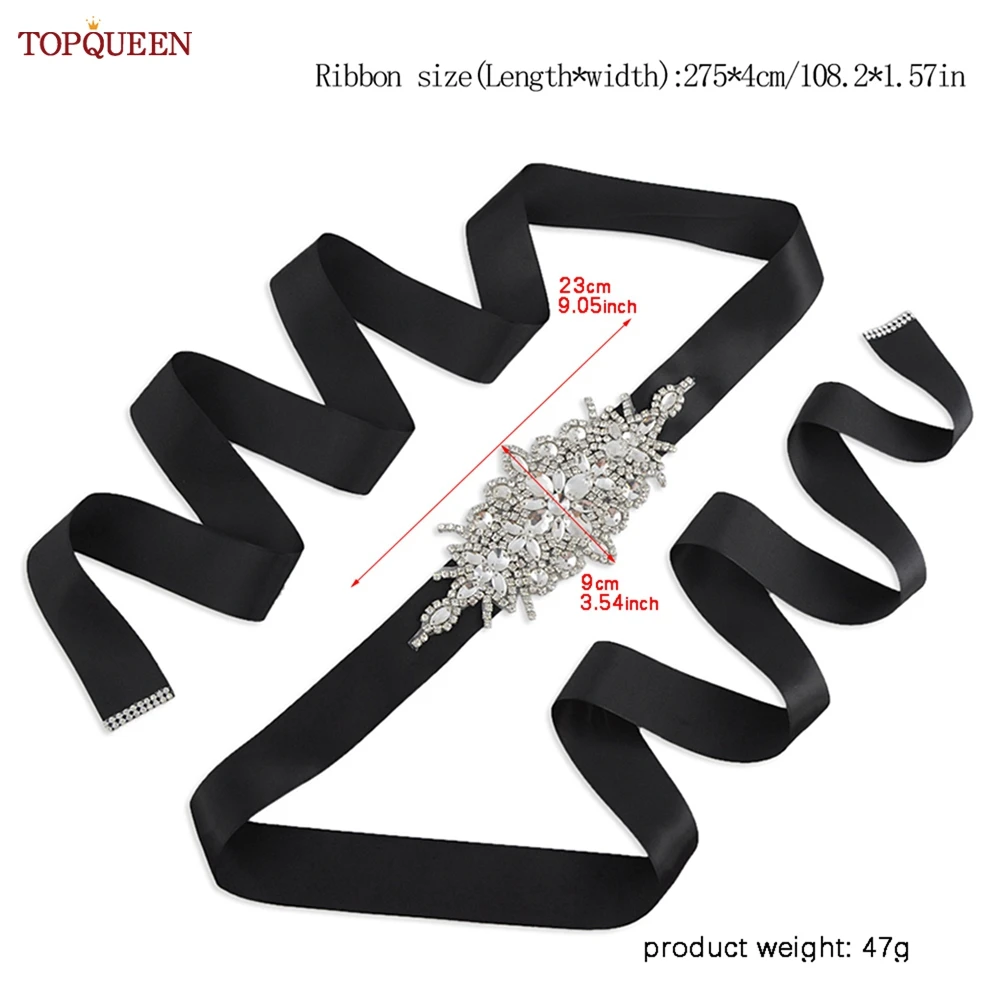 TOPQUEEN S01 Bridal Wedding Belts Luxury Silver Rhinestone Girdles for Women Dress Female Accessories Bridesmaid Sequin Belt image 6