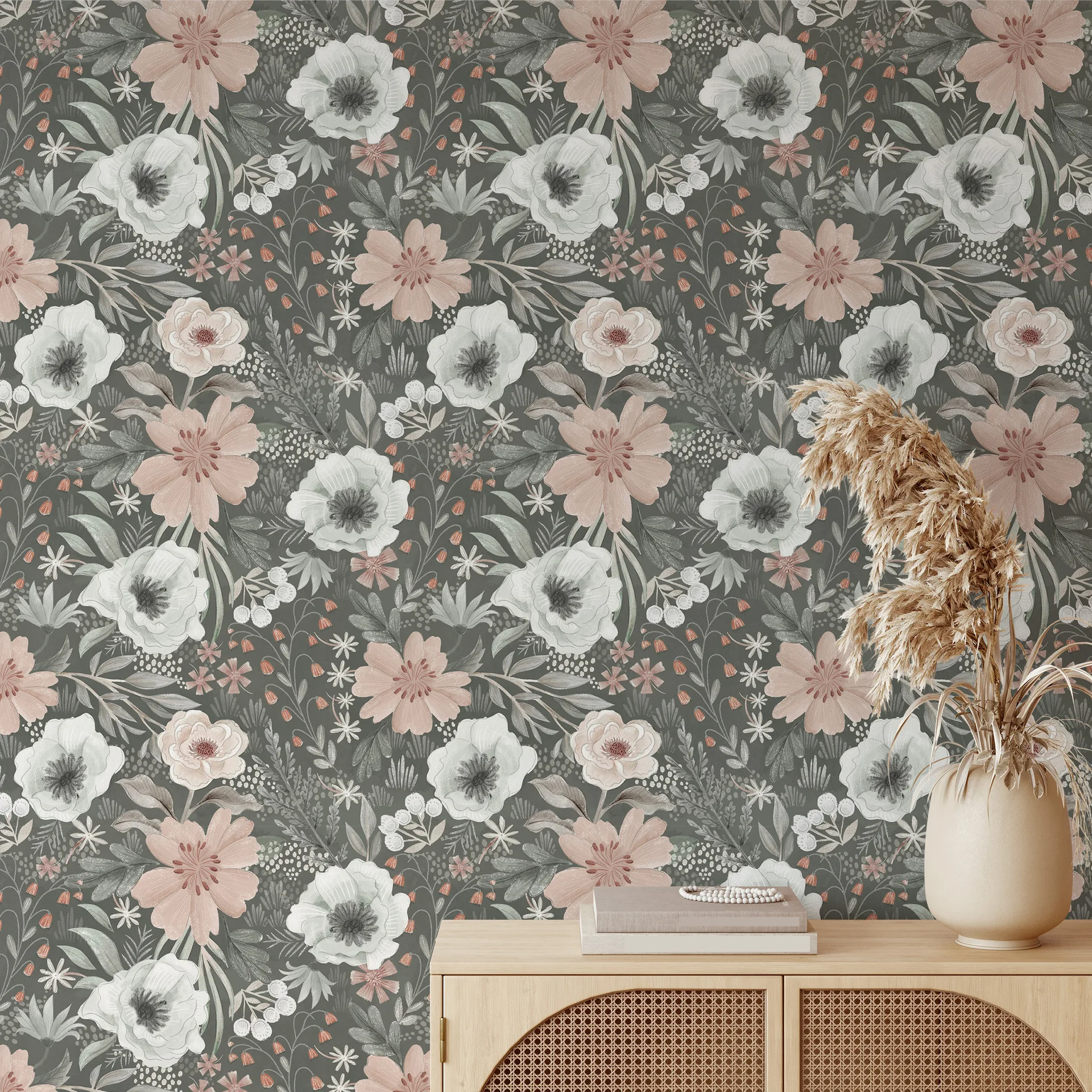 Vintage Floral Peel And Stick Wallpaper White Peony Leaf Blooming Flower Self Adhesive Contact Paper Removable Painting Decor