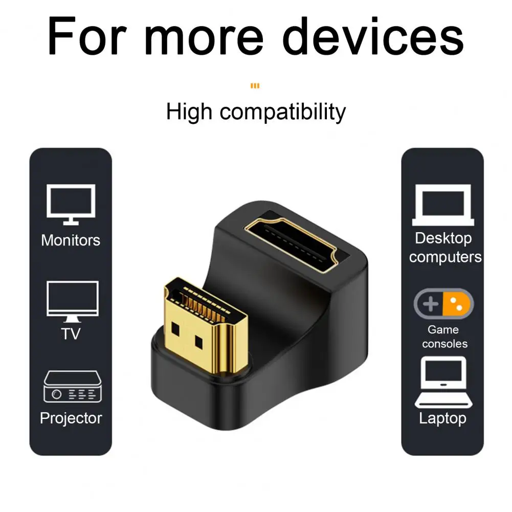 HDMI-compatible Male to Female 180 Degree TV HDMI-compatible Adapter 8k@60hz HD Output Converter with Indicator Light