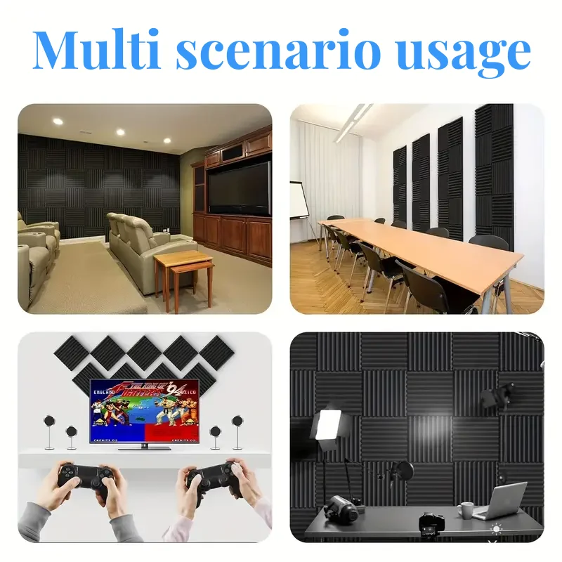 Self Adhesive Triangle Groove Sound Insulation Cotton Studio Sound Absorbing Foam Panels Wall Sticker Soundproof Foam Home Decor