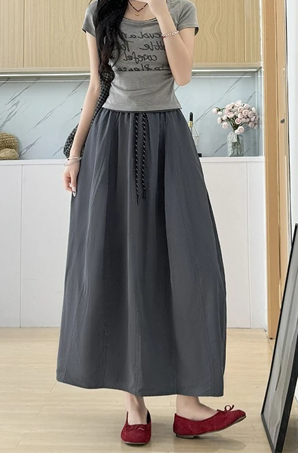 Cargo Skirt Women's 2026 New High-waisted Slimming A-line Skirt Draped Summer Long Skirt