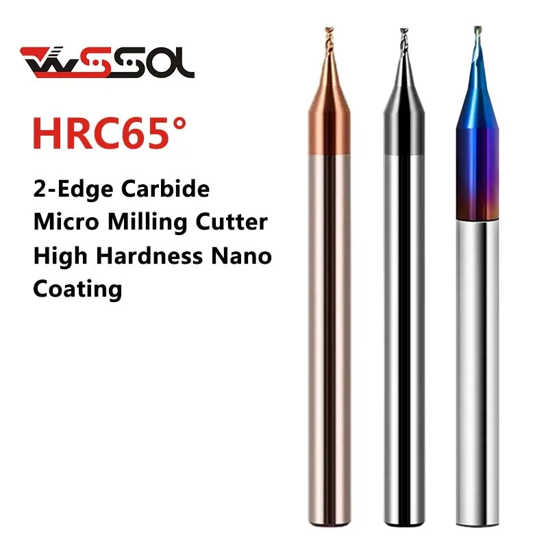 

HRC65 2-edge carbide micro milling cutter high hardness coating end mill 0.1-0.95 mm nano end mill