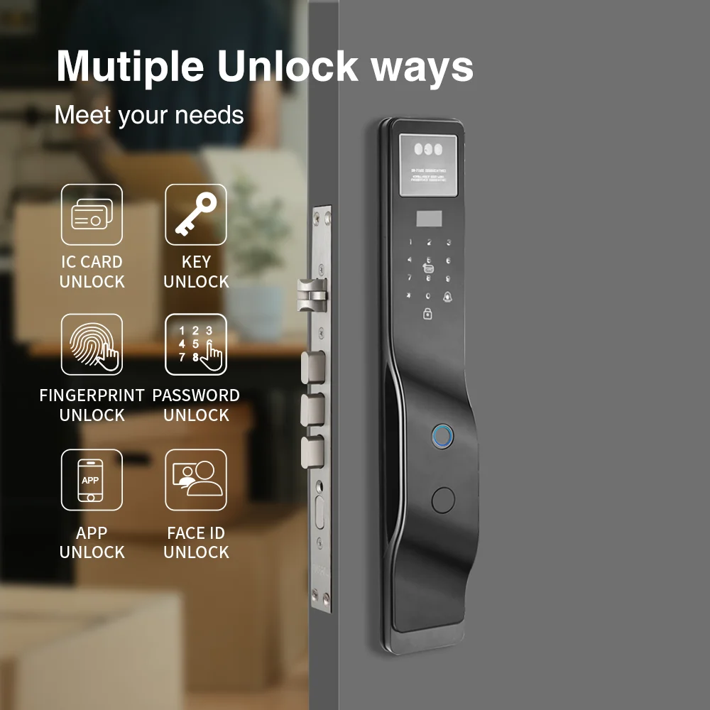 NF7 Pro Smart Wifi Digital Door Lock With Rfid Ic Card Smartphone App Unlock Biometric Fingerprint Smart Lock
