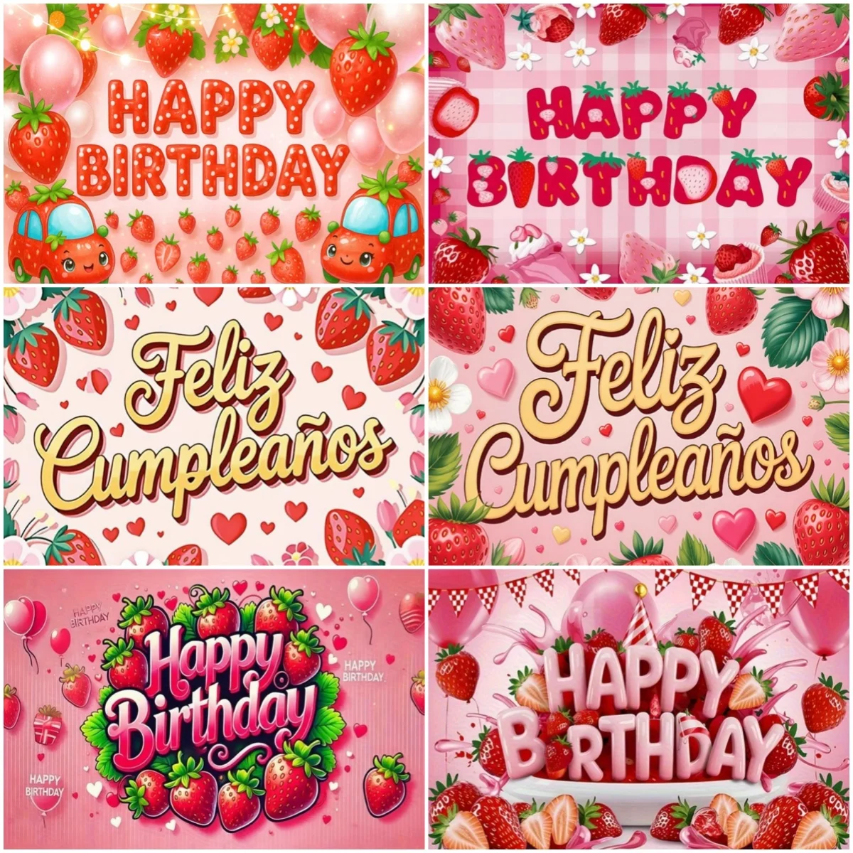

Sweet Strawberry Birthday Party Theme Background Decoration Fruit Cake Banner Kids Gift Baby Shower Adult Backdrop Photo Studios