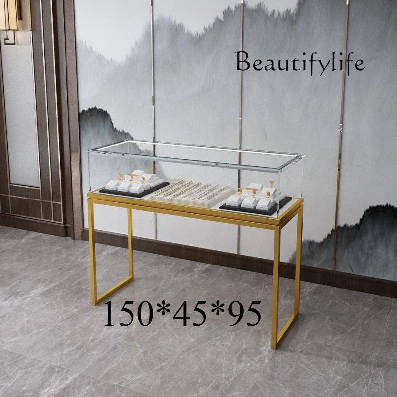 

Custom. Light Luxury Jewelry Showcase Accessories Jewellery Boutique Glass Transparent Counter Jade Watch Display Counter Custom