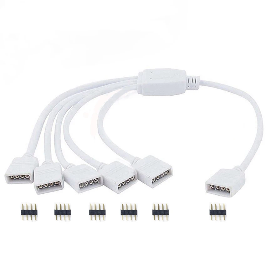 4-poliger RGB-LED-Streifen-Stecker 1 zu 1 2 3 4 5 Stecker Stromverteilerkabel 4-poliger Nadel-Buchsenstecker Kabel für RGB-LED-Streifen