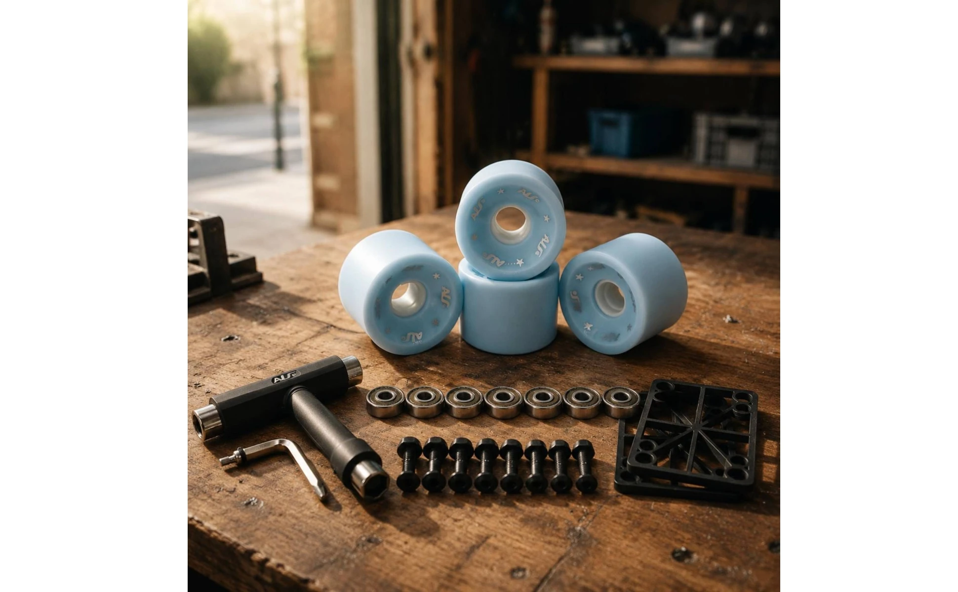 Longboard Wheel Set High Rebound Skateboard Wheels and Bearings Longboard Wheel Kit Shock Absorption Sports Gear Even Rolling