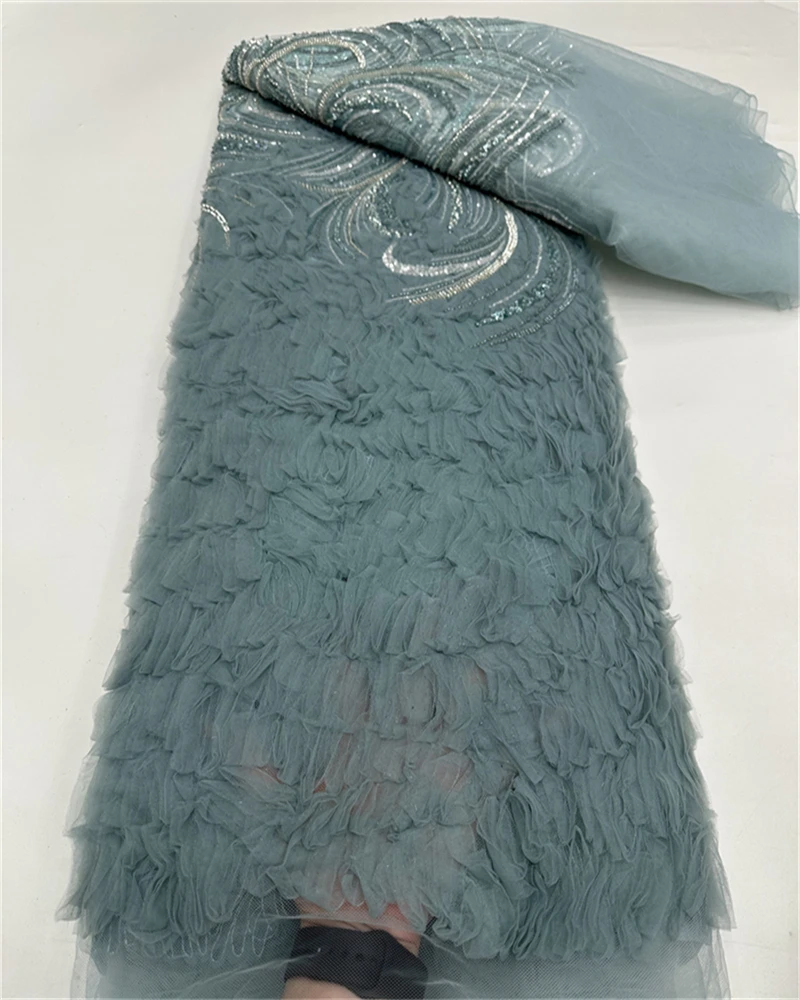 豪華なナイジェリアのアフリカのビーズレース生地高品質のスパンコール刺繍アフリカのフランスのレース生地縫製ドレス用