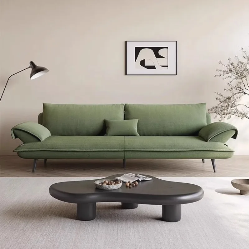

Green Cotton Linen Cream Living Room Small Style Simple Modern Accent Lounge Sofa Lazy Apartment Armchairs Balcony Furniture