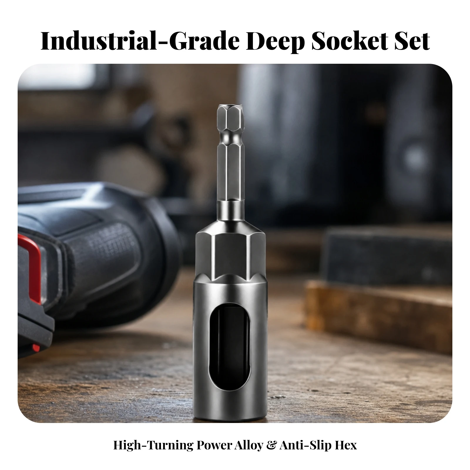 Deep Socket with Side Access Opening Long-Lasting Open Hex Socket Tool Strong Heavy-Duty for Mechanics, Workshops, Garages