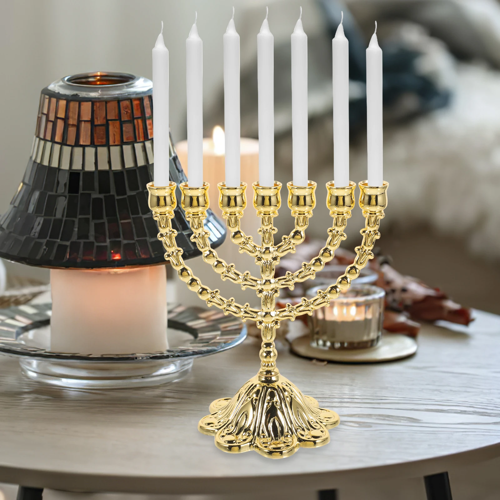 

Alloy Candlestick Table Decoration Gold Color Metal Craft for Home Office Hotel Desktop Ornaments Candelabrum Vintage Holder