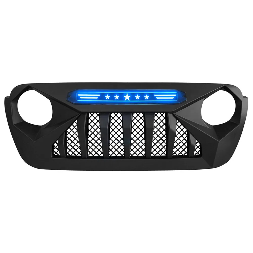 Front Grille Mesh Grill Racing Grills Offroad Bumper Grille With Light LED Factory For Jeep Wrangler JL Gladiator JT 2018-2021