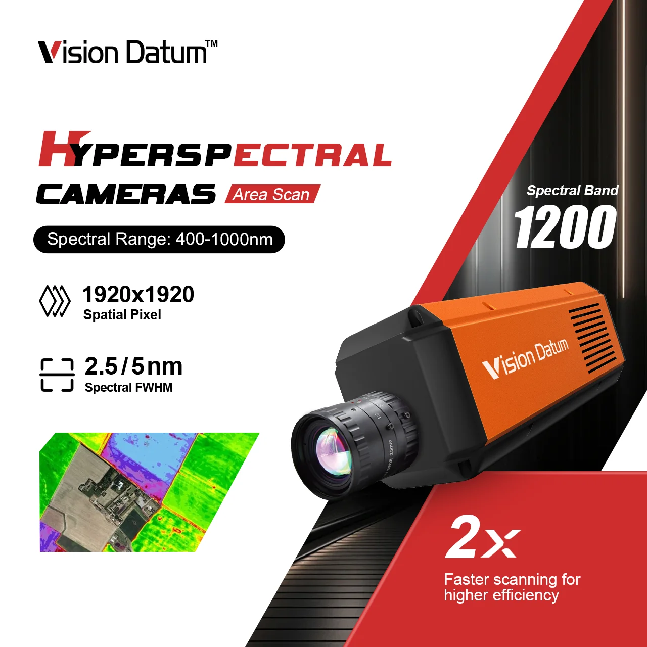 600/1200 النطاق الطيفي 3500 إطارًا في الثانية 900-1700 نانومتر 400-2500 نانومتر NIR SWIR كاميرا فرز عالية السرعة للزراعة الدقيقة