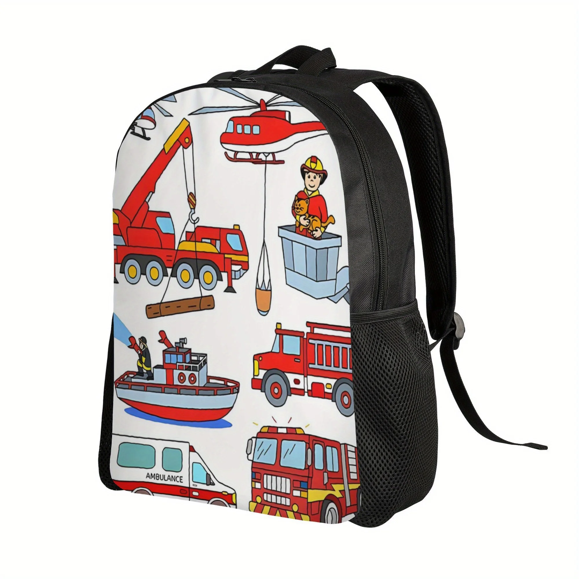 

Large-capacity student schoolbags, designed for high school entrance examination students, with patterns of fire engines