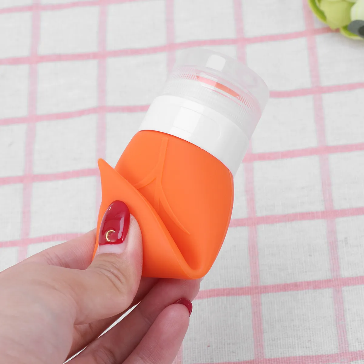 Silicone Refillable Bottle 40Ml Tree Leaf Design Travel Shampoo Conditioner Shower Gel Creams Soap Holder Orange Flexible Soft