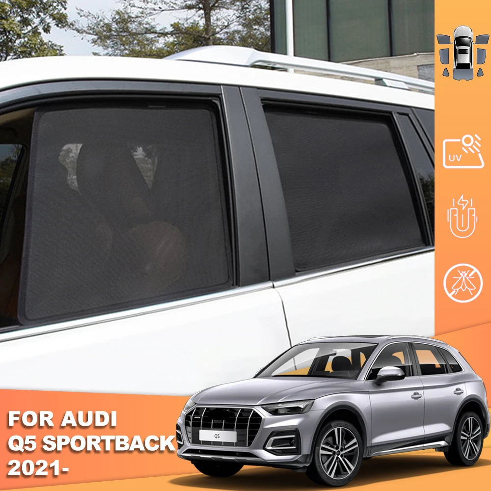 

For Audi Q5 Sportback 2021-2024 Magnetic Car Sunshade Shield Front Windshield Curtain Rear Side Baby Window Mesh Sun Shade Visor