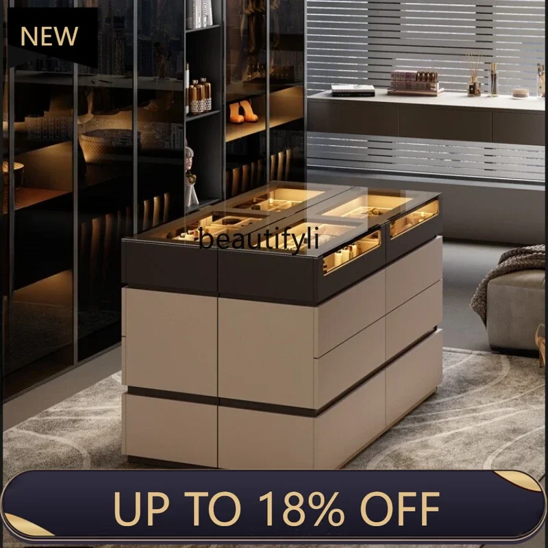 

P178 Italian Minimalist Jewelry Storage Cabinet Home Bedroom Large Capacity Drawer Cloakroom Island Cabinet