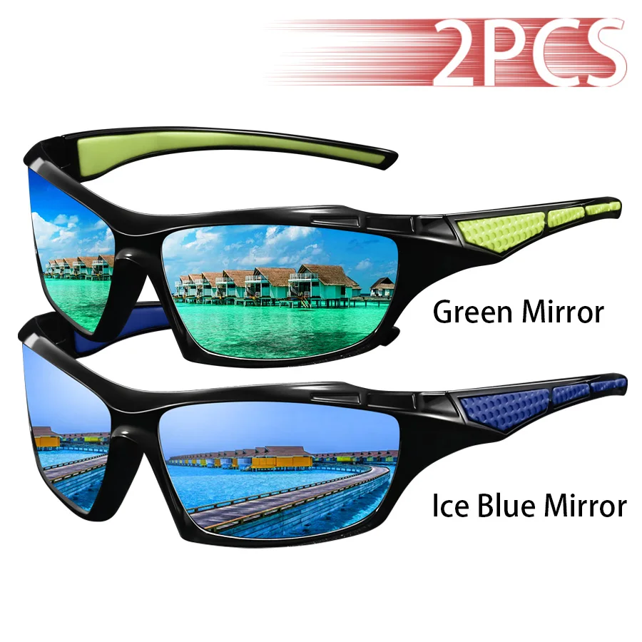 2 Stück Modische Farbblock-Vintage-Sonnenbrille für Autofahren, Angeln, Radfahren, Sport, Herren und Damen, Laufen, Bergsteigen – Detail 7