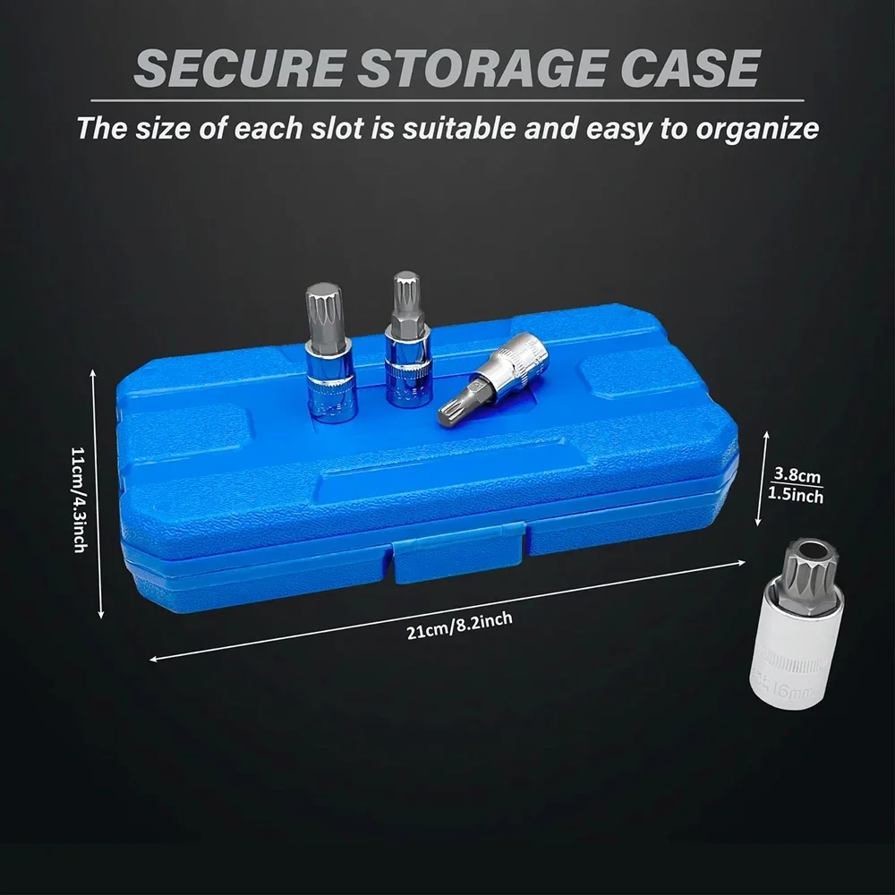 M4-M18 10PCS Professional Point Triple Square Spline Bit Socket Set Tamper Press Batch Sleeve Set Auto Repair Tools Screwdriver