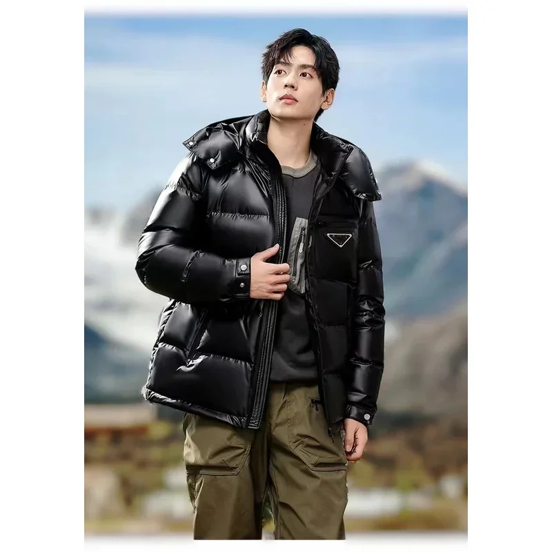 Pre * a winter mens white goose down jacket warm hooded slim fit puffer jacket coat male casual high quality thermal overcoat