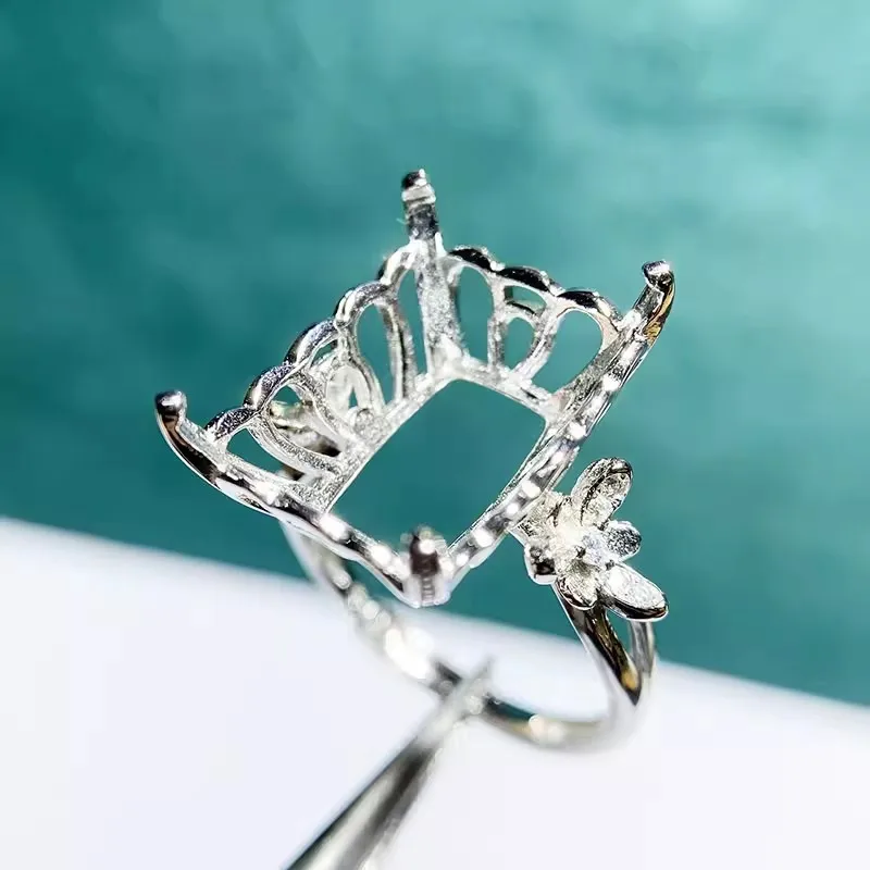 

MeiBaPJ 12 мм * 16 мм прямоугольный камень 925 серебро модное циркониевое кольцо набор «сделай сам» пустой держатель для женщин Изящные очаровательные ювелирные изделия