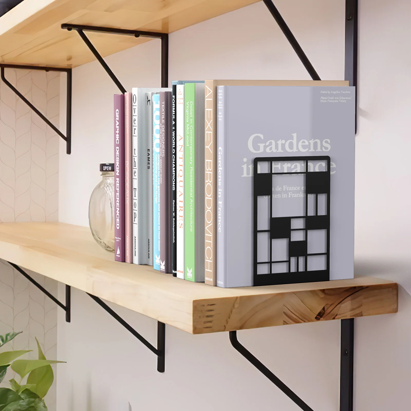 

Iron Bookends Metal Storage Racks Large Space Black Classic Home Office Practical Nonslip Strong Hold Bookshelf