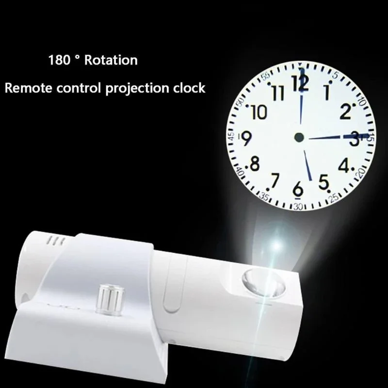 LED Analog Projection Clock with Remote Control and Colorful Slides Switchable Dials Numerals for Bedroom Living Room