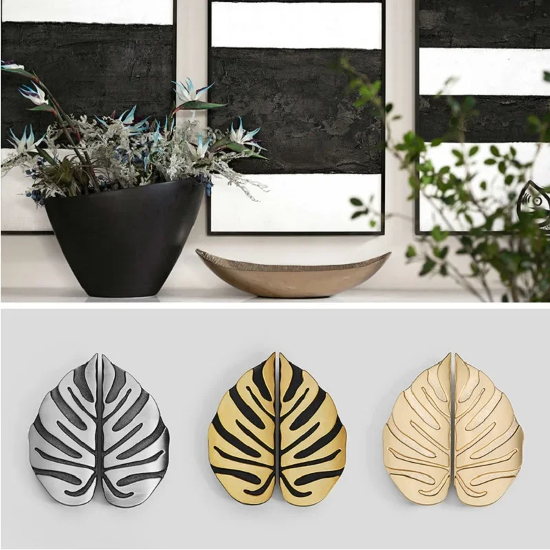 Vintage Leaf-Shaped Cabinet Handles - Antique Gold Creative Pair Wardrobe Pulls for Drawer, Modern Luxury Decorative Hardware