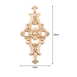 Aplique de escultura em madeira floral, Decalque, Sem pintura, Canto, Applique, Móveis, Gabinete, Porta, Parede, Decoração de Casa, 20x10cm, 4 Pcs, 2 Pcs, 1Pc