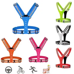 Unisex LED Light Safety Reflective Cycling Vest Adjustable Warning Night Straps Wristbands Outdoor Running Riding Walking