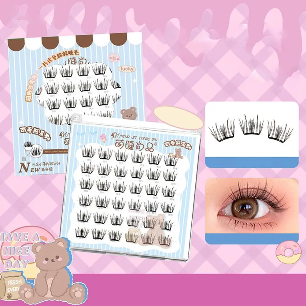 Selbstklebende, kleberfreie falsche Wimpern im koreanischen Stil, DIY, fotogene Comic-Wimpern, wiederverwendbar, natürliche weiche Wimpern, Augen-Make-up-Werkzeug