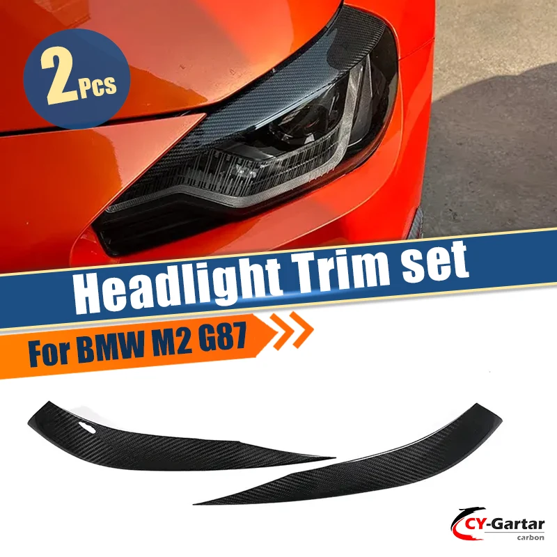 Headlight Eyebrow Trim Carbon Fiber Eyelid Sticker Decal For BMW G87 M2 Front Headlight Lamp Cover Brow Headlamp Eyelid Car Part