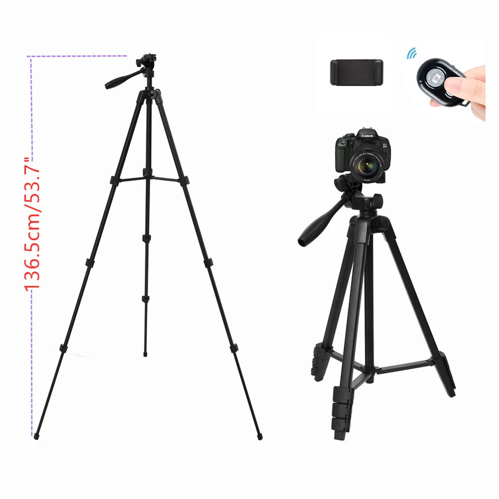 Profesional Aluminum Mini Tripods With Bluetooth Camera Tripod Stand For Camera Phone Smartphone iphone Xiaomi Huawei Max 136CM