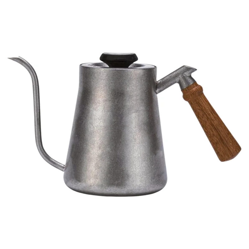 Chaleira de fabricação manual com cabo de madeira AT51-Chaleira de boca estreita para casa Chaleira de fabricação manual de café por gotejamento