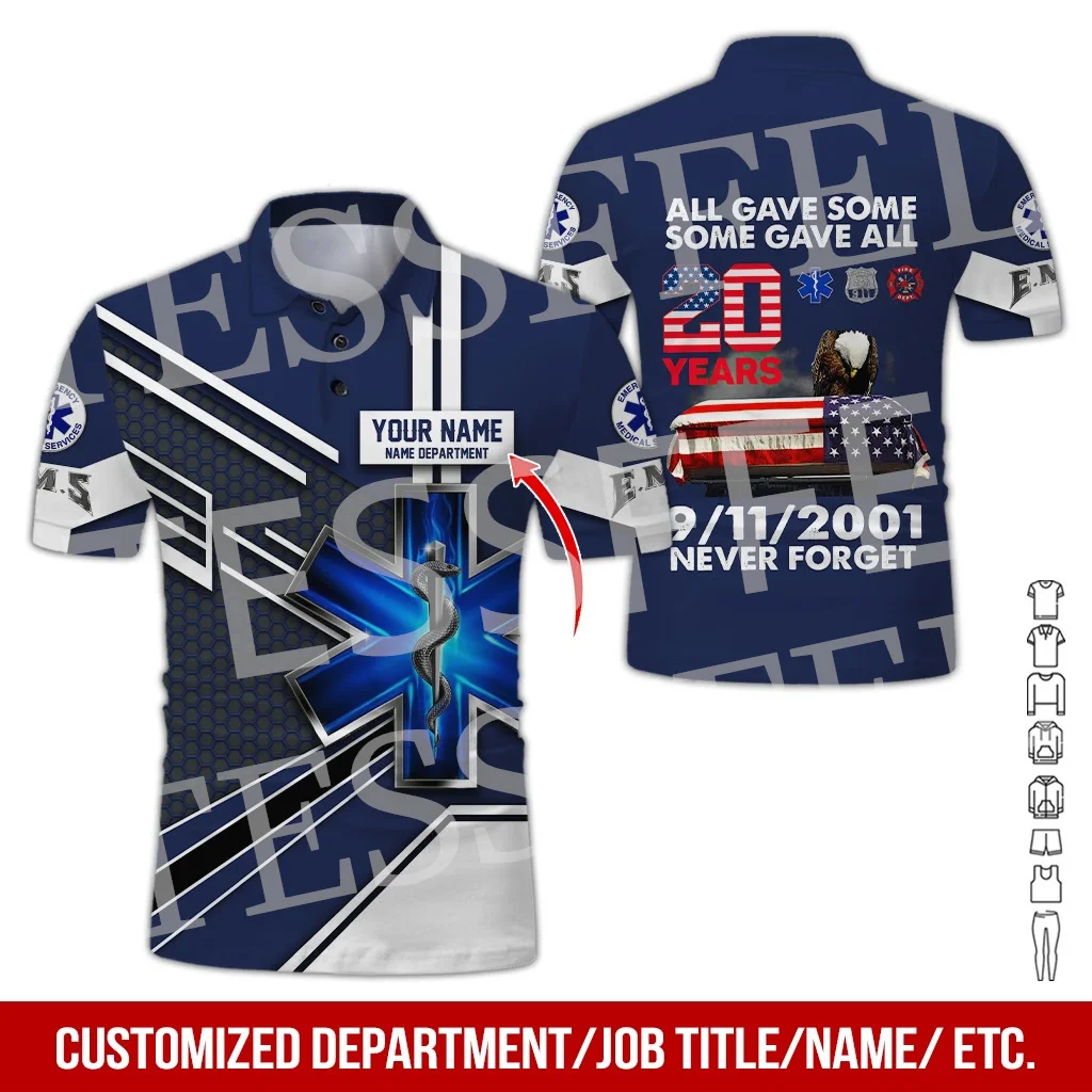 Custom Name Cosplay EMS EMT Medical Paramedic Nurse Worker Retro 3DPrint Summer Polo Shirts Harajuku Casual Short Sleeves A2 - Image 4