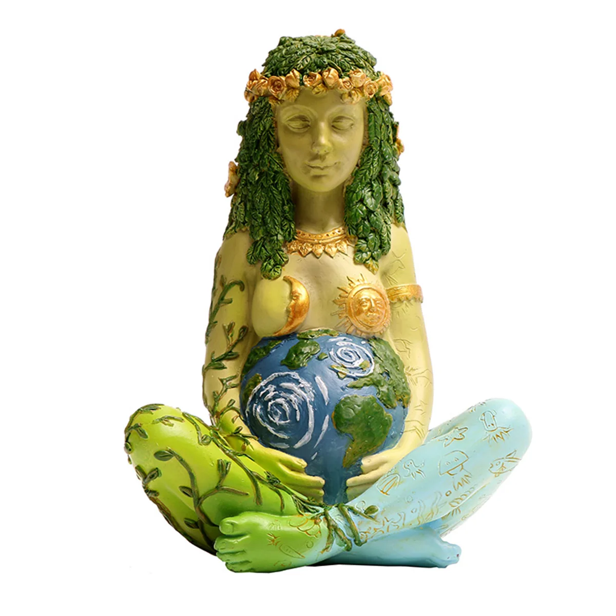 1pc Vibrant Millennium Gaia Green Earth Goddess of Nature Statue - Colorful Cartoon Decor for Indoor Spaces - ABS Material, Vari