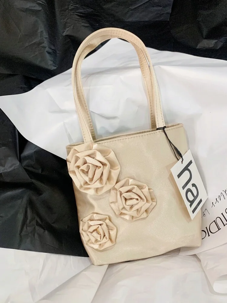 حقيبة كتف متعددة الاستخدامات بتصميم وردة سوداء، حقيبة يد صغيرة جديدة للربيع والصيف بتصميم فريد للشباب