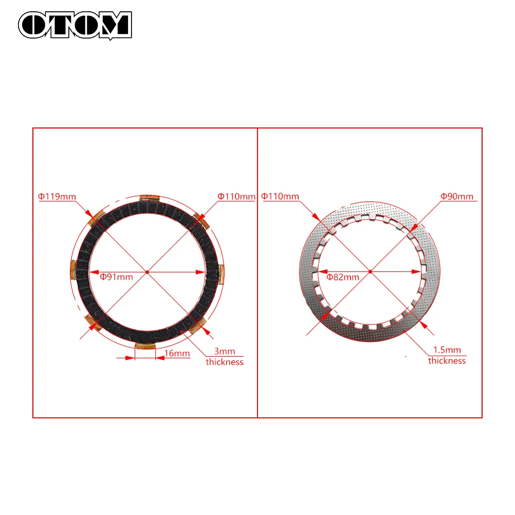 OTOM Motorcycle Clutch Friction Plates Steel Plates For LONCIN YB250R KEWS K23 Engine Clutch Parts
