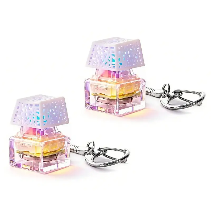 Creative Stress Relief Toy Colorful Glowing Push Button Sensory Toys Keychain LED Light Up Keyboard Toy For Adult Kids Gift