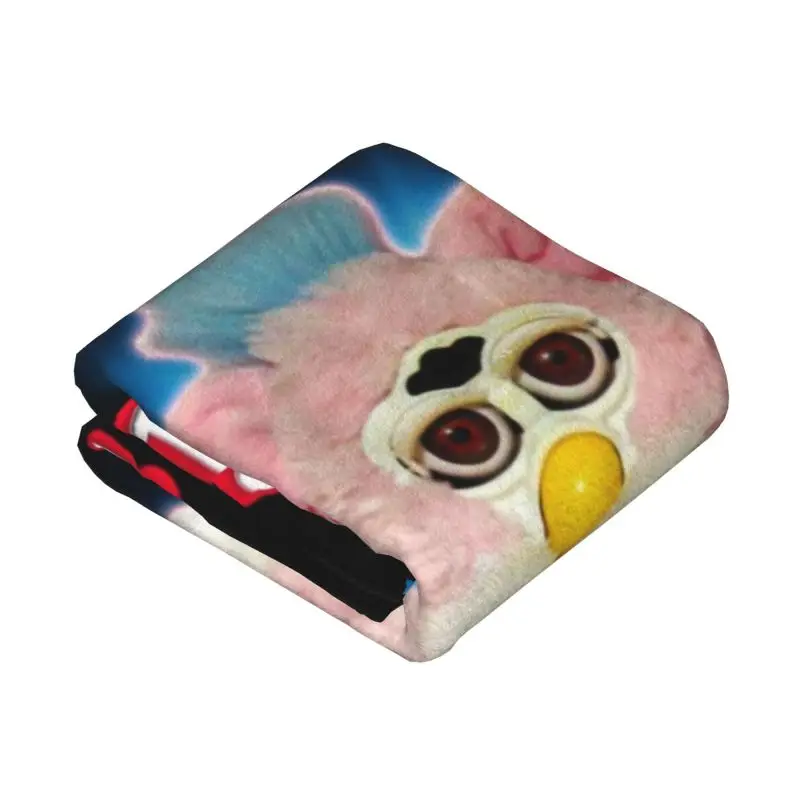 Custom Sofa Fleece Cartoon Animal Robot Furbys Throw Blanket Warm Flannel Blankets for Bedroom Travel Couch Quilt
