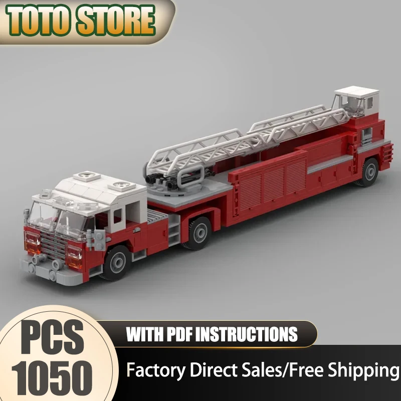 Fire Fighting Vehicle Moc Building Blocks Fire Tiller Truck Model Technology Bricks DIY Assembly Toys Construstion Holiday Gifts