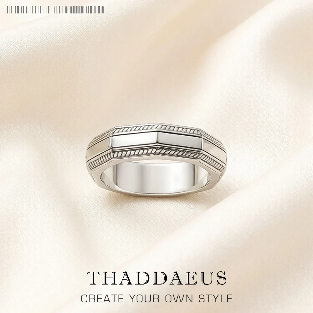 Winkelband-Ring in neun Eckform, ethnischer feiner Schmuck für Damen und Herren, Herbstgeschenk aus 925er Sterlingsilber