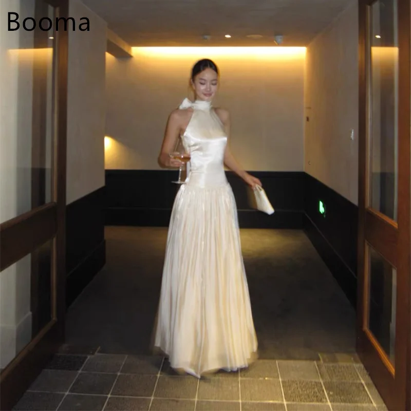 

Booma Shiny Sleeveless Pleat A-Line MAXI Wedding Dresses Long Simple Satin Corset Brides Gown Custom Made 2025