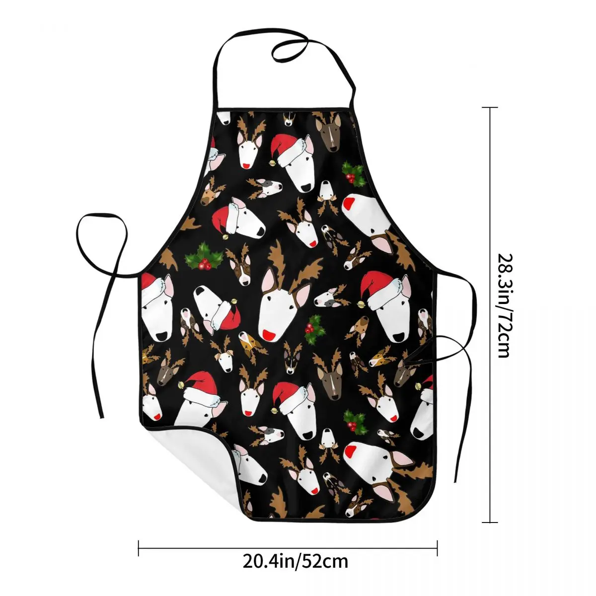 Christmas Bull Terrier Dog Print Apron Chef Cooking Tablier Waterproof Bib Kitchen Cleaning Pinafore for Women Men Gardening