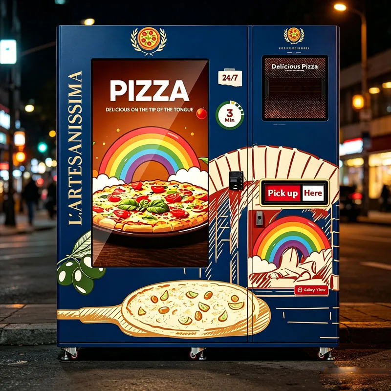 Pizza ATM Machine Commercial Pizza Kiosk with Fast Baking Storage System Contactless Ordering Customized