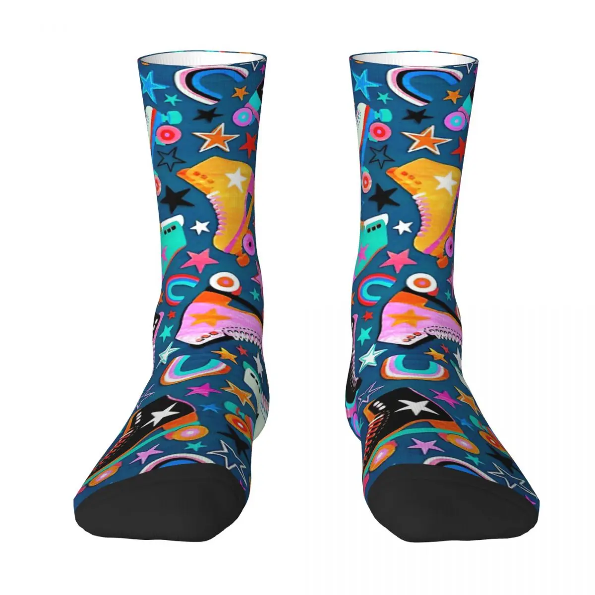 Hot Sale Retro Rainbow Roller Skates And Stars Adult Socks,Unisex socks,men Socks women Socks