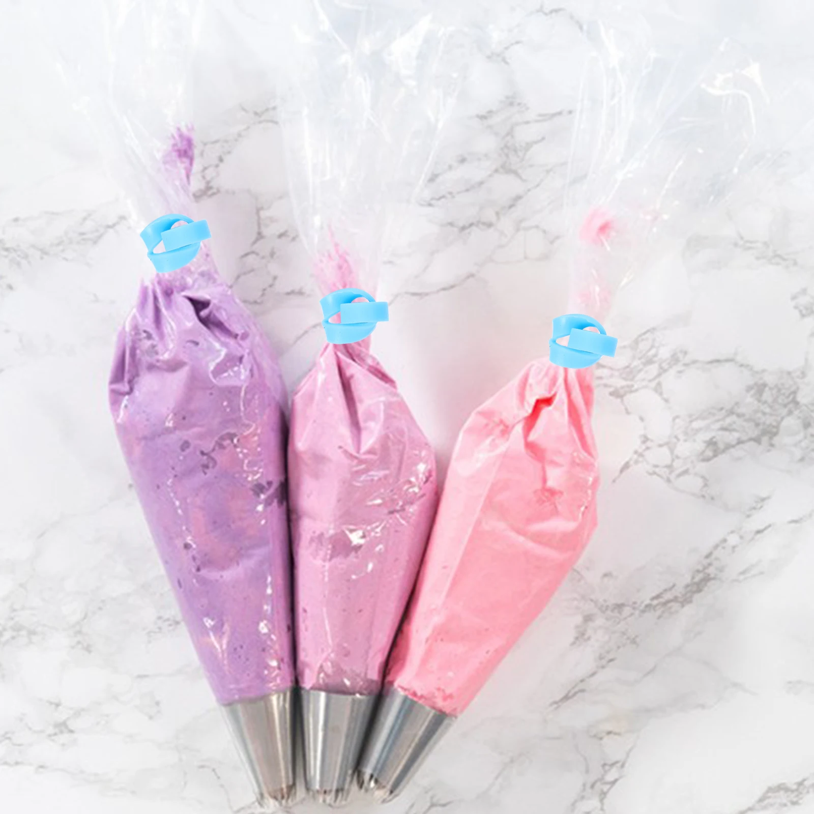 

10pcs Silicone Ring for Piping Bag Cake Making Supplies Frosting Sky Blue Flour Tool Durable Secure Round Baking Pastry Ties